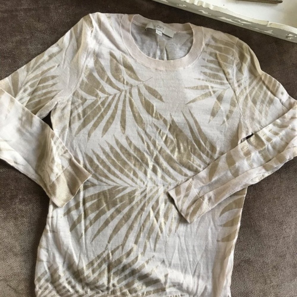 Loft XS Shirt with Gold Palm Leaves